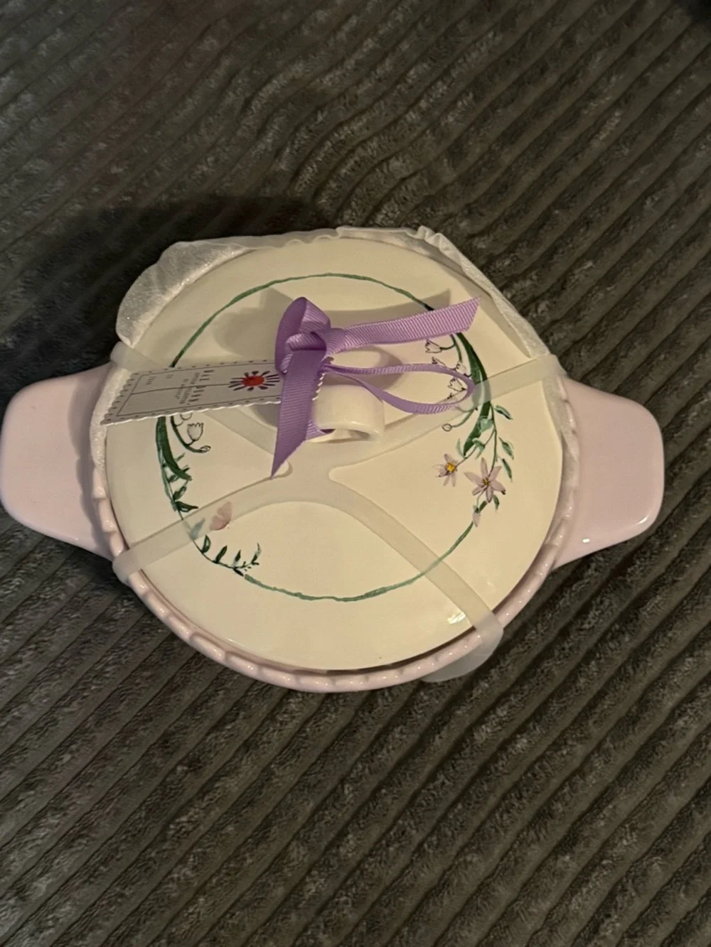 Rae Dunn Ceramic Covered Dish - Lilac & White- 